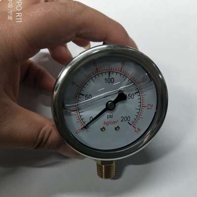 200PSI pressure  1/4NPT  side Mount manometer oil  filled pressure gauges