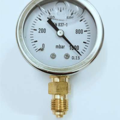 1000mbar Bottom mount 50MM   1/4BSP  Glycerin  pressure gauge